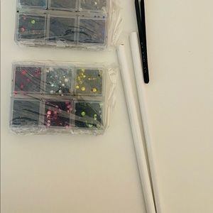 Nail Accessories. stones multi-colored w/tools.